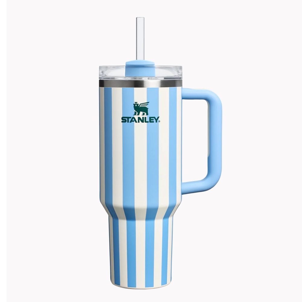 Stanley Sky Blue and White Striped Tumbler